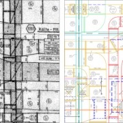 Papierplan Gebäudetechnik in CAD vektorisiert